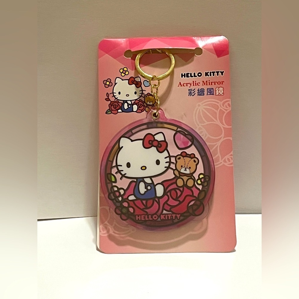 Hello Kitty Acrylic Stained Glass Style Mirror Keychain
